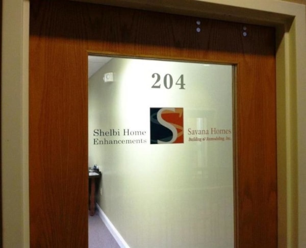 We can help with all your busines identification needs!  (Digitally Printed Window Graphics by Signs Now Cincinnati for Savanah Homes, Shelbi Home Enhancements, Loveland, OH)