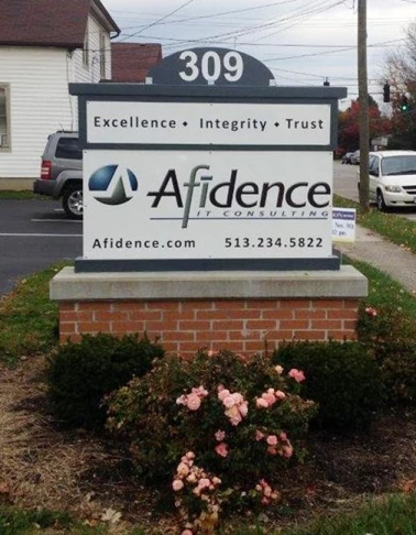 Promoting your consultative expertise with ours!  (Monument Sign by Signs Now Cincinnati for Afidence, Mason, OH)