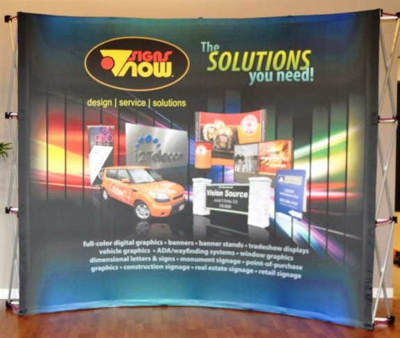Popup Tension Fabric Display. (Showroom at Signs Now Cincinnati)