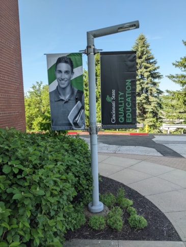 We dressed up the outside of the campus with beautiful banners
which we installed on the light posts around the main areas.