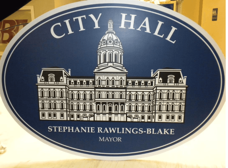 Baltimore City Hall Press Conference Logo - Die Cut Oval Foam Sign