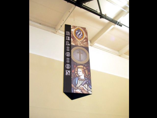 Tri-Sided Hanging Display - Calvert Hall School Open House