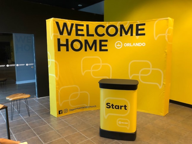 Pop Up Fabric Signage with Counter