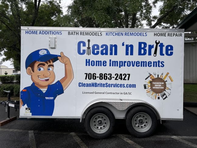 Clean 'n Brite Trailer Driver Side | Vehicle Graphics & Lettering | Construction Signs