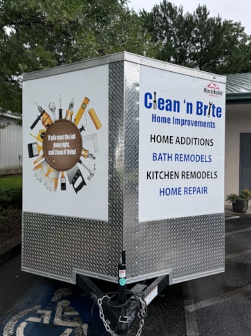 Clean 'n Brite Trailer Front | Vehicle Graphics & Lettering | Construction Signs