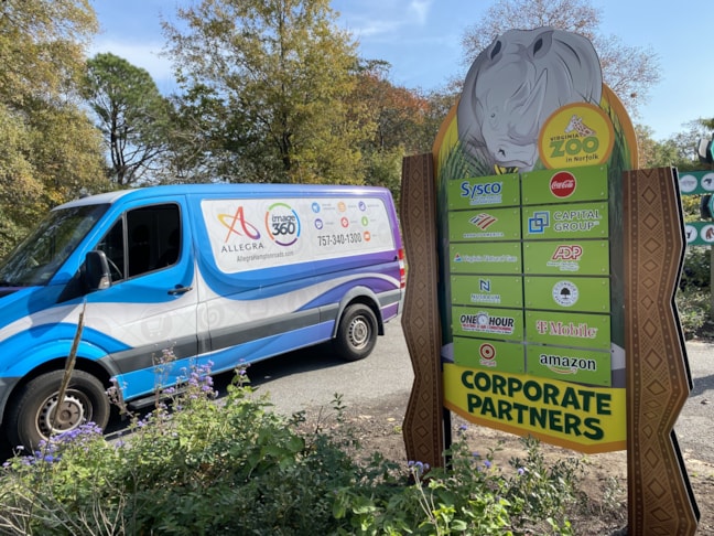 Sign installed featuring corporate partners.