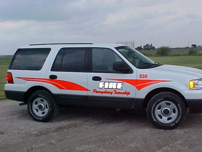 Lettered in reflective vinyl, Perrysburg Township.