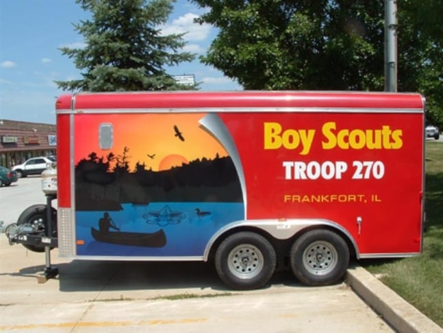 Digitally printed vinyl trailer wrap with custom graphics