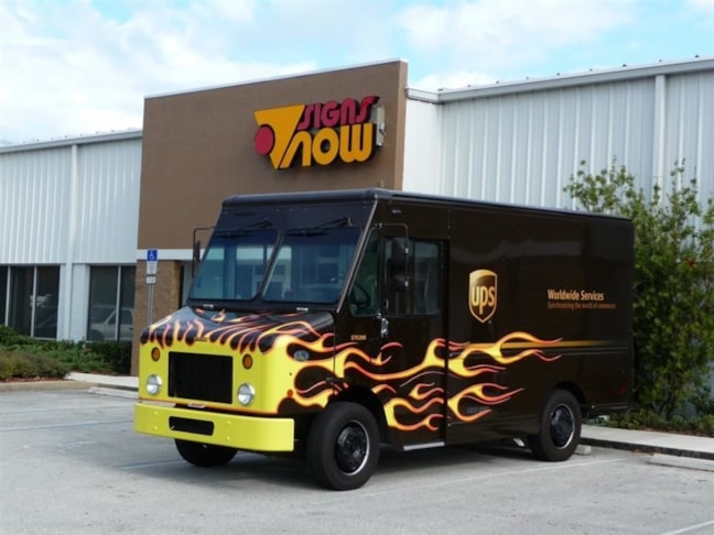 Custom Graphics designed and installed for promotional parcel delivery truck