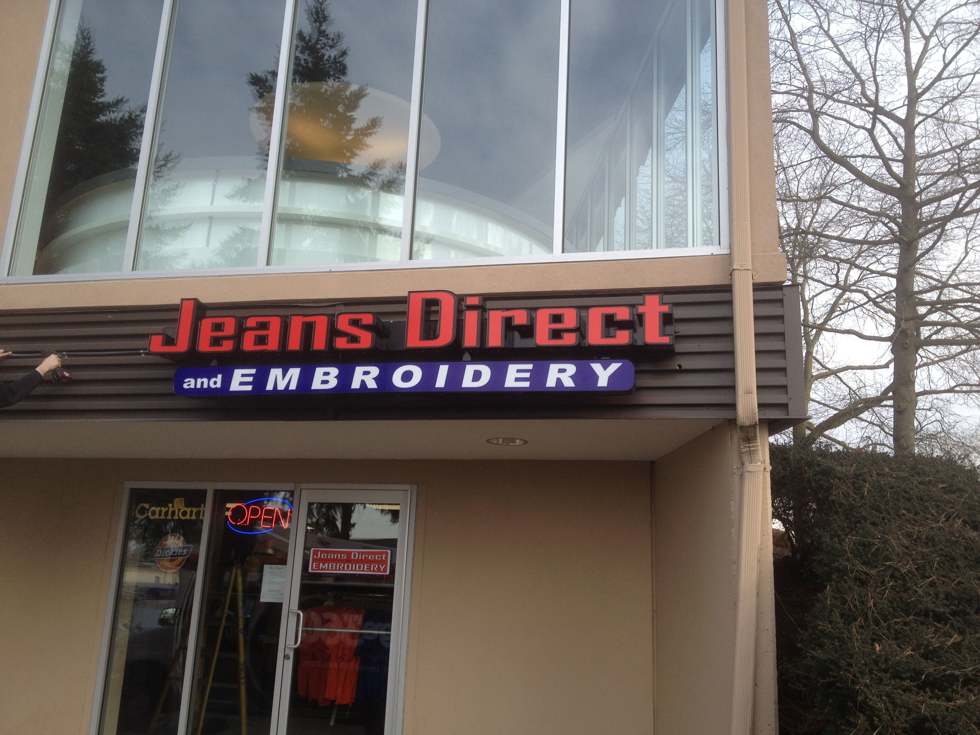  - Electric Sign - Channel Letters - Jeans Direct Embroidery - Bellevue, WA