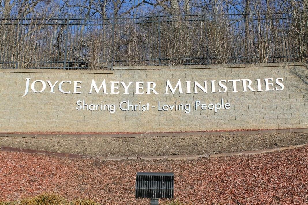 Architectural Exterior Lettering Sign for Joyce Meyer Ministries in St. Louis, MO
