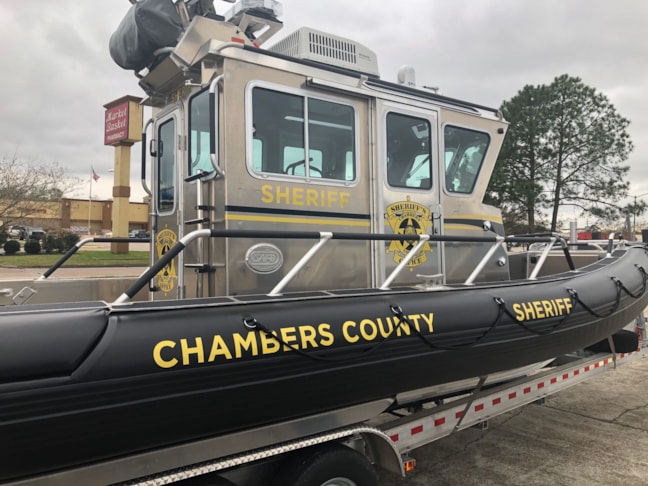 Reflective graphics on patrol boat