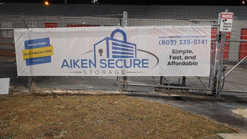 Mesh Vinyl Outdoor Fence Banner for Aiken Secure Storage