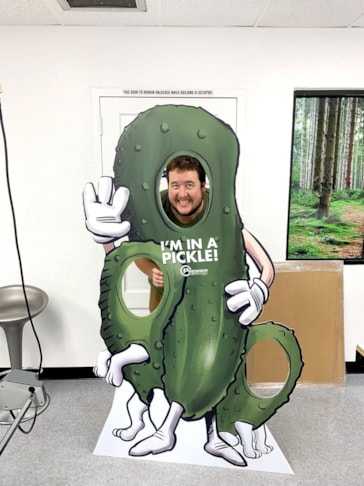 Custom Cut Full size easel sign with cutout for photography