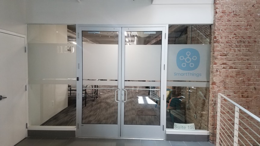 Frosted Privacy film with printed logo