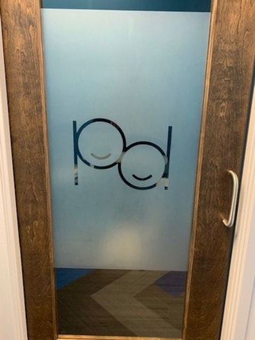 Frosted vinyl is a great way to brand your office and provide privacy in one step!