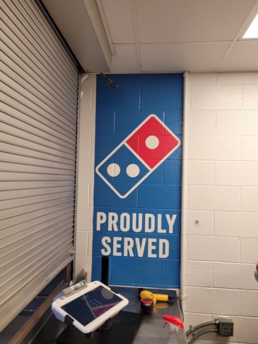 Make sure to visit the Dominos at Bank of America Stadium!  Did you know we can apply vinyl to concrete & cinderblock? 