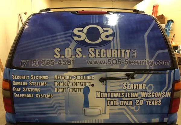  - image360-eauclaire-wi-rear-vehicle-wrap-sos-security