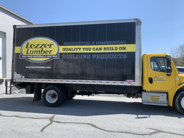 Full vehicle wrap for a Lezzer Lumber Box Truck 