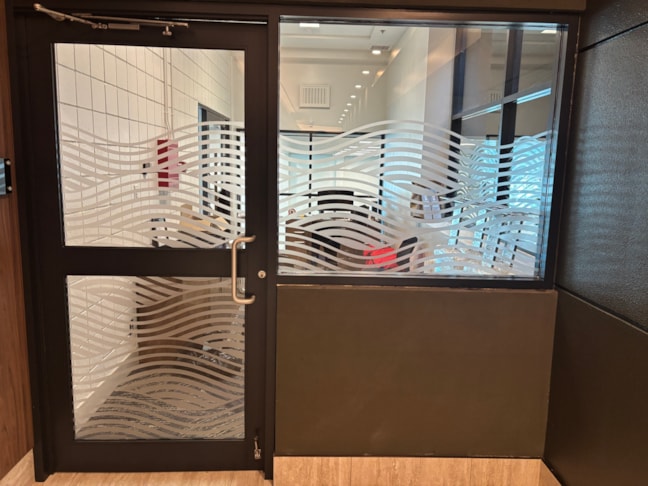 Privacy Window Film | Gyms, Health Clubs, Fitness Facilities | etch frost wave pattern