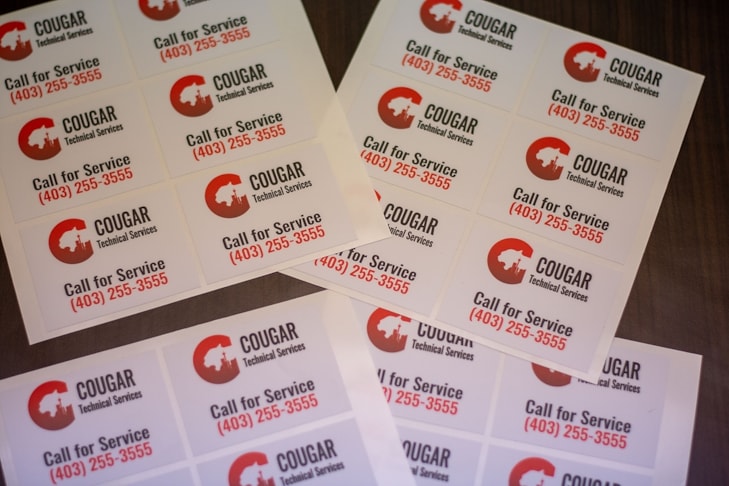 Service labels with contact information