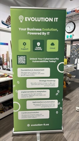 Banner Stands | Stand tall, set up fast ?? This retractable banner for Evolution IT Group is perfect for trade shows, events, or office spaces — professional branding that travels anywhere.