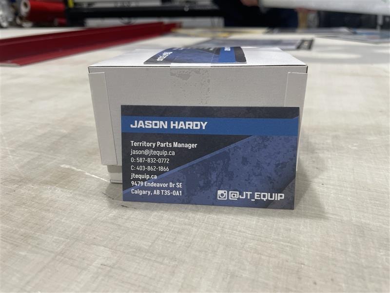 Business Cards, Letterhead & Stationery | Manufacturing | Rocky View County, Alberta | Paper | JT Equipment business cards designed for Jason Hardy, featuring deep blue tones with white text for a modern, professional look