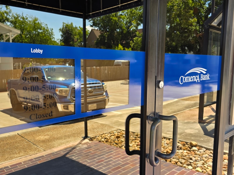 Window Graphics | Bank Signs & Credit Union Signs | San Antonio, TX | Vinyl