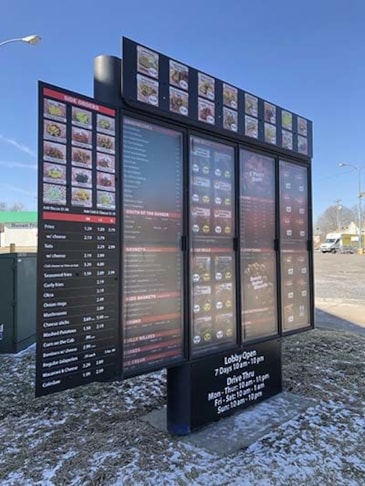 Exterior Drive Thru Menu Signage for Texas Toms Parvin Road in Kansas City, Missouri