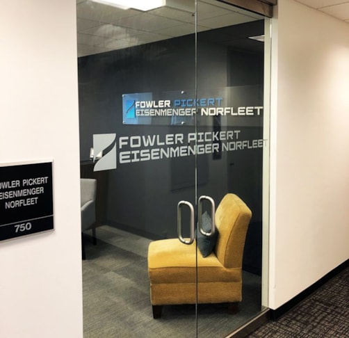 Frosted Door Lettering for Fowler Pickert Eisenmenger Norfleet in Kansas City, Missouri