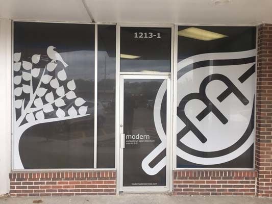 Exterior Perforated Window Vinyl for Modern Salon Services in Kansas City, Missouri