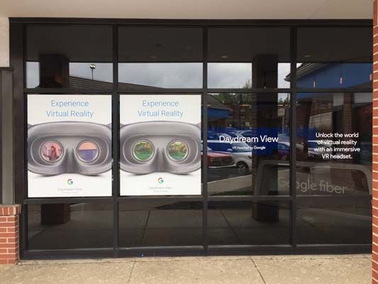 Window Signage and Cut Vinyl Lettering for Google Fiber Space in Kansas City, Missouri