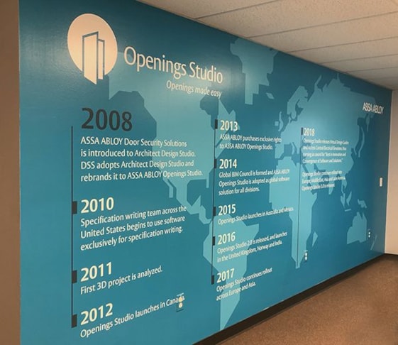 Full Color Interior Wall Graphic for Assa Abloy in Overland Park, Kansas