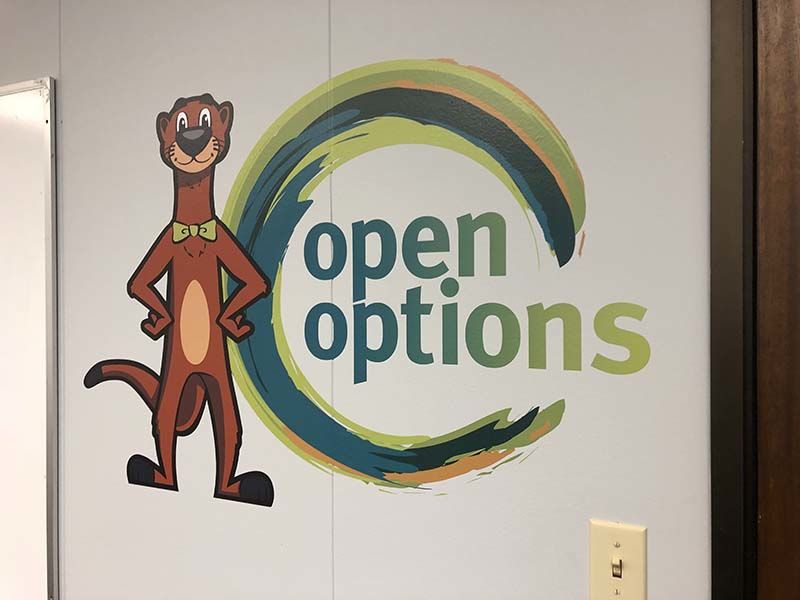 Interior Opie the Otter Wall Graphic for Open Options in Kansas City, Missouri