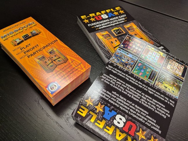 Tri-Fold Brochures and Double-sided Postcards for Missouri E-Raffle 