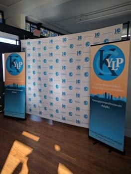 Retractable Banner Stands and Step and Repeat Backdrop for Young Latino Professionals in Kansas City, MO