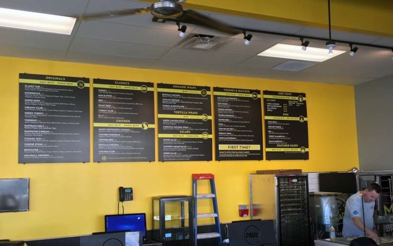 Aluminum Composite Menu Boards for Planet Sub in Kansas City, KS