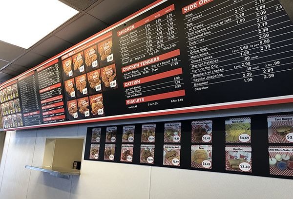 Interior Menu Boards for Texas Toms Parvin Road in Kansas City, Missouri