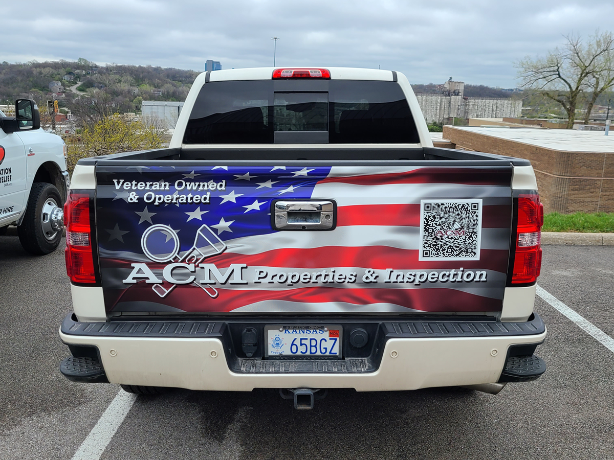Partial Vehicle Wraps | Tailgate Wrap for ACM Properties & Inspection in Shawnee, Kansas