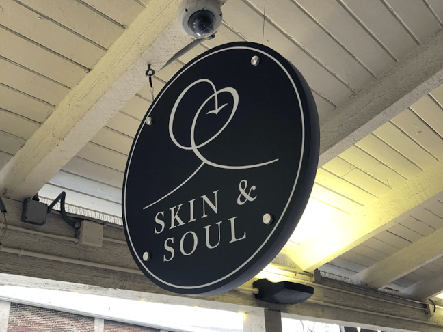 Exterior Double Sided Wayfinding Sign for Ananda Skin & Soul in Kansas City, Missouri