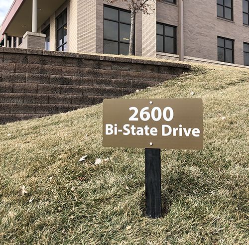 Exterior Post and Panel Address Signs for Dean Realty in Kansas City, Kansas