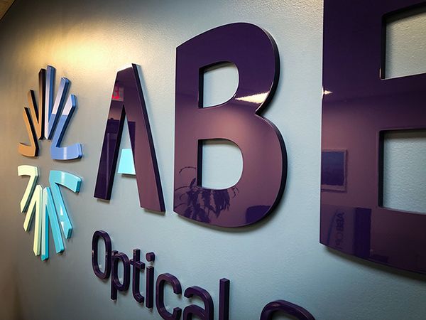 Interior Acrylic 3D Dimensional Sign for ABB Optical Group in Kansas City, Missouri