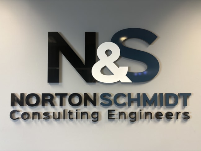 Custom Painted Acrylic Dimensional Sign for Norton Schmidt Consulting Engineers