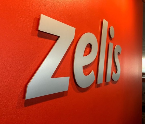 Brushed Metal Dimensional Letter Installation for Zelis in Overland Park, Kansas