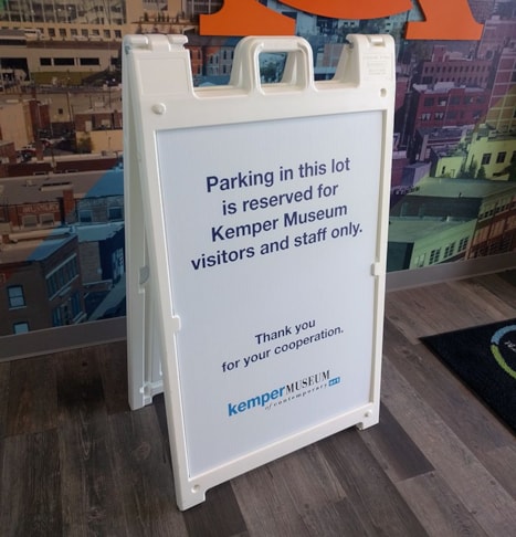 Plastic A-frame with Inserts for Kemper Museum in Kansas City, Missouri