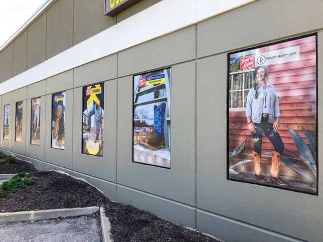 Exterior Perforated Window Graphics for Chucks Boots in Lees Summit, Missouri