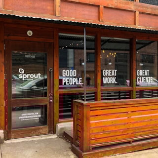 Cut White Window Vinyl for Sprout Creative in Kansas City, Missouri