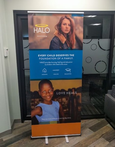 Retractable Banner Stand for The Halo Foundation in Kansas City, Missouri