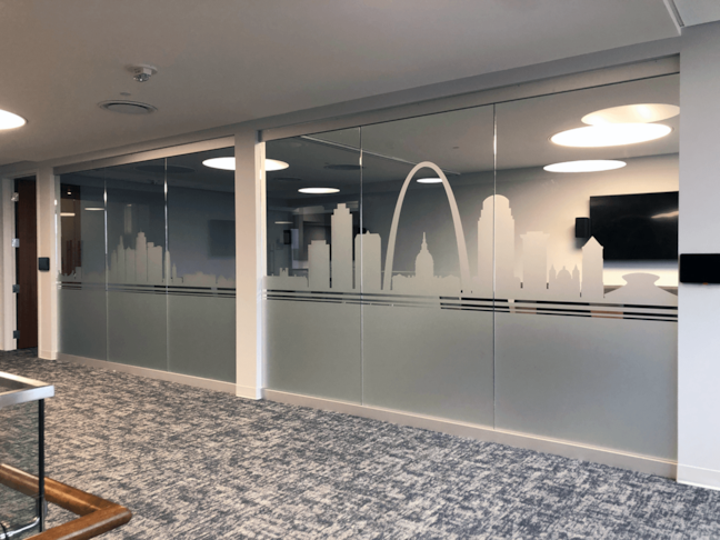 Frosted Contour Cut Privacy Window Film for Missouri Housing Development Commission in Kansas City, Missouri