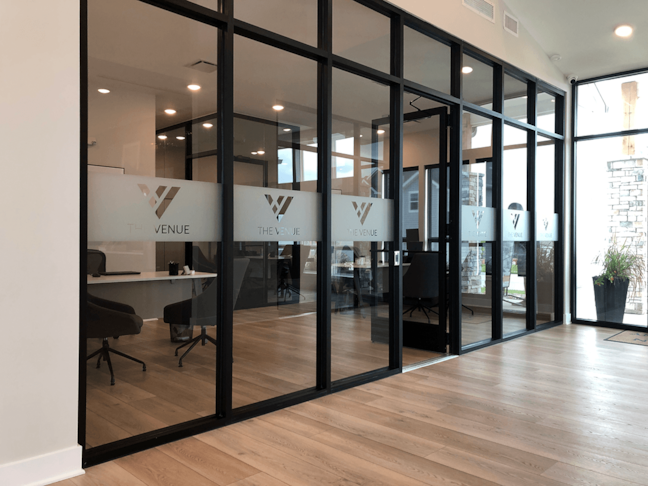 Frosted Vinyl Privacy Film for The Venue Townhomes in Raymore, Missouri